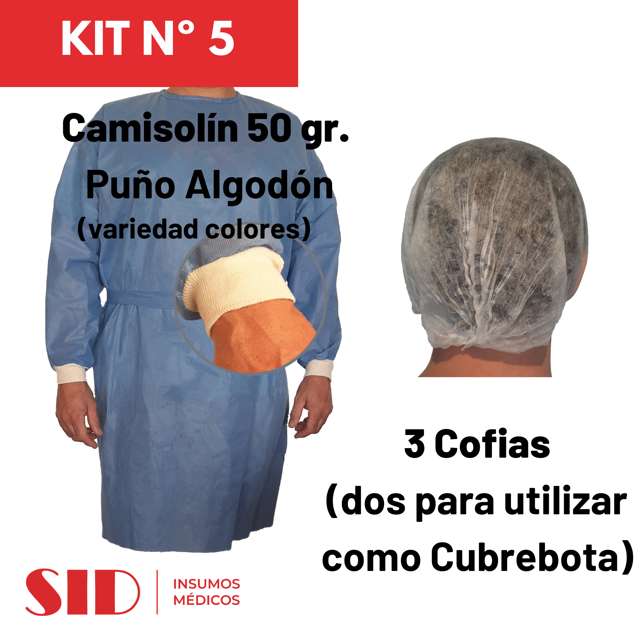Kit N° 5: Camisolin Friselina 50 + 3 cofias